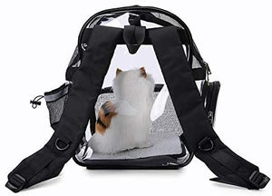 Pet Backpack, Transparent Cat Backpack Carrier for Small Dog Kittens Breathable Mesh Window Travel Carrier Bag Weight Up to10lbs for Puppy Kitty Travel