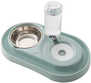 Pet Food Bowl with Water Dispenser, Stainless Steel Pet Bowl, 18 OZ Water Refill Bottle, Designed for Small and Medium size Dogs and Cats
