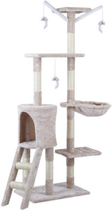 Cat Tree Condo Cat Tower Kitten Furniture Play House with Hanging  Catnip Toy Mouse