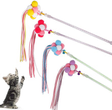 Load image into Gallery viewer, Cat Toys Interactive Teaser Wand Toys with Bells and Pompon, Fairy Wand Tricolor Pompoms
