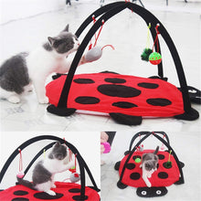 Load image into Gallery viewer, Cat Mobile Activity Play Mat Pet Padded Bed with Hanging Toys Bells Balls and Mice
