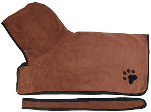 Microfiber Dog Drying Towel Robe with Hood/Belt, Dog Bathrobe Soft Super Absorbent for Large, Medium, Small Dog