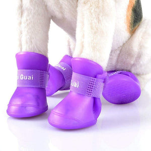 4PCS Pet Dog Rain Shoes Pet Anti-Slip Protection Rain Boot Waterproof Rubber Booties Shoes for Cat Dog
