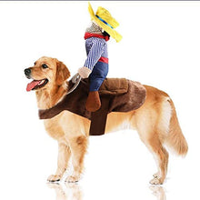 Load image into Gallery viewer, Cowboy Rider Dog Costume for Dogs Clothes Knight Style with Doll and Hat for Halloween Day Pet Costume
