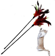 Cat Toy Stick Color Vary Feather with Bell Teaser and Exerciser Wand for Cat and Kitten