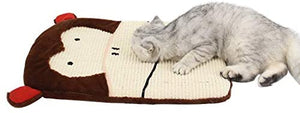 Handmade Hemp Resting Pad Mat for Cat or Kitten with Bells Sisal Plush Cat Scratch Pad Owl, Cow, Monkey, Elephant Design