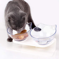 Double Pet Bowl, Transparent Pet Feeding Bowl for Cats and Small Dogs (set of 2 transparent)