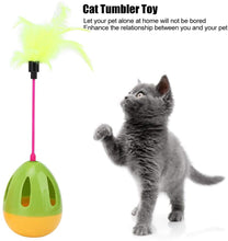 Load image into Gallery viewer, Interactive Cat Ball Toy, Feather Cat Teaser &amp; Automatic Spinning Tumbler Ball with Chirp Sound and Food Dispenser for Cats Kitten
