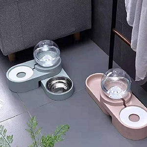 Pet Large Automatic Drinking Fountain and Food Bowl, Pet Water Dispenser with Mouth Separator