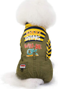 Pet Dog Fleece Jacket Coat Puppy Strip Cotton Shirt Jumpsuit Winter Warm Cute Dog Coat Clothes Apparel