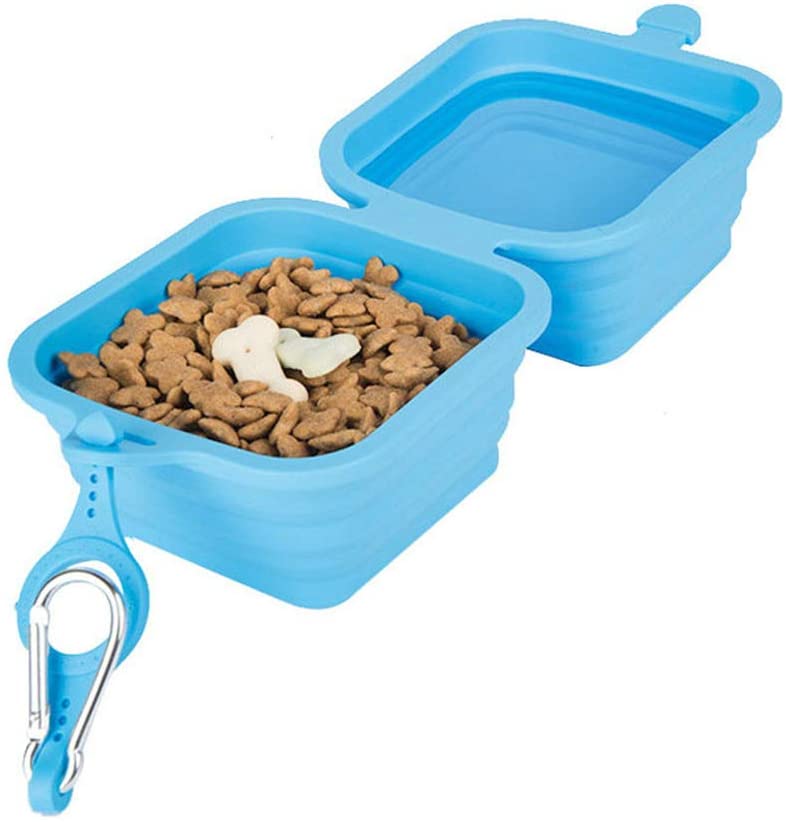 Collapsible Pet Bowl, Double Silicone Portable Travel Bowl Equipped with Aluminum Hook Clip