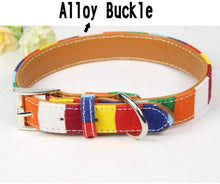 Load image into Gallery viewer, Leather Dog Collar Leash Set Pu Leather Material Size S M L XL Colorful Rainbow Pet Dog Collar and Leash Set
