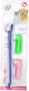 Dog Toothbrush Set Two Headed Canine Dental Hygiene Brush with 2 Finger Brushes Soft Bristles