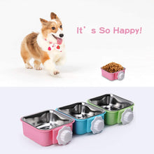 Load image into Gallery viewer, Pet Crate Bowl, Stainless Steel Removable Cage Hanging Bowls with Bolt Holder for Pets
