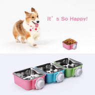 Pet Crate Bowl, Stainless Steel Removable Cage Hanging Bowls with Bolt Holder for Pets