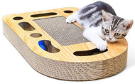 Pet Cat Furniture Corrugated Cat Scratcher Cardboard w/ Catnip Bell Balls for Cats & Kittens