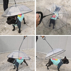 Dog Umbrella - Adjustable Pet Dog Umbrella with Leash for Small Pets (Upgraded Flexible Handle)