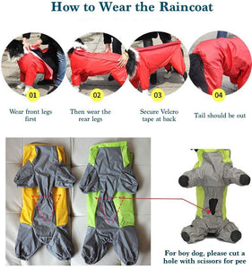 Dog Raincoats Waterproof Lightweight & High Visibility Full Range Sizes for Large Medium Small All Breeds Poncho Hoodies