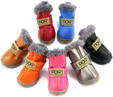 Load image into Gallery viewer, 4PCS/Pair Dog Shoes Warm Boots Winter Waterproof Skidproof Leather Puppy Paw Protectors Booties for Snow/Ice Pavement
