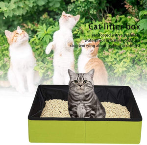 Cat Travel Litter Box Foldable and Portable with Waterproof Compartment