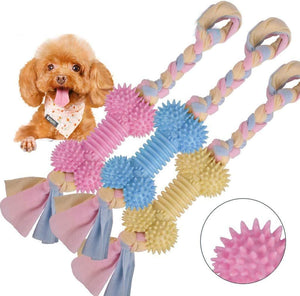 Dog Chews Natural Rubber Toys, Chew Toy with Cotton Rope, Cleans The Molars