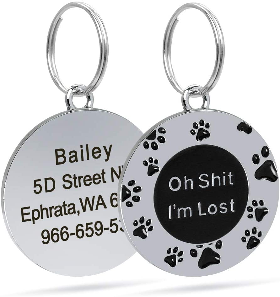 Personalized Funny Dog ID Tags with Engraved Custom Text, Custom Pet ID Tags for Small Medium Large Dogs 
