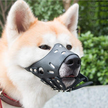 Load image into Gallery viewer, Leather Dog Muzzle Adjustable Anti-Biting Puppy Pet Dog Mesh Mouth Cover Breathable Safety Dog Muzzles Mask for Biting and Barking
