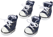 Load image into Gallery viewer, 4 Pcs/Pair Pet Dog Denim Canvas Shoes Puppy Sport Anti Slip Lace Up Dark Blue Sneaker Boots Casual Shoes Walking Shoes
