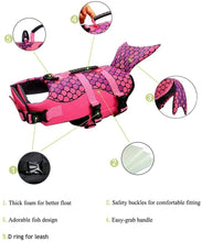 Load image into Gallery viewer, Fashion Dog Saver Life Jacket for Water Safety at The Beach, Pool, Boating Mermaid Pattern Life Vest with Reflective Accents and Safety Handle
