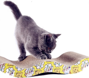 Cat Scratcher Cardboard for Little Cats and Dogs, Corrugated Scratching Pad with Wave Curved Catnip Cat Cardboard Sofa Lounge Wave