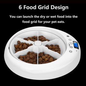 6-meals Portion Automatic Pet Feeder - Auto Pet Feeder with Digital Timer Food Dispenser Wet and Dry Foods
