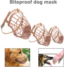 Load image into Gallery viewer, Dog Muzzle Basket Anti-Biting Anti-Barking Mouth Cover with Adjustable Straps Durable Plastic/ Leather Mask Dog Mouth Cover
