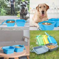Collapsible Pet Bowl, Double Silicone Portable Travel Bowl Equipped with Aluminum Hook Clip