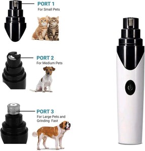 Pet Nail Grinder - Electric USB Rechargeable Ultra Quiet 3 Port Pet Dog & Cat Nail Grinder Powerful Painless and Gentle On Paws
