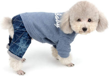 Load image into Gallery viewer, Small Dog Sweater Jumpsuit Pet Doggie Puppy Clothes for Cold Weather Soft Cotton Padded Winter Coat with Denim Pant Outfits
