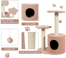 Load image into Gallery viewer, Cat Tree House with Hanging Ball and Scratching Post Cat Claw Scratcher
