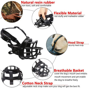 Dog Muzzle Basket, Soft Basket Muzzle for Medium Large Dogs, Best to Prevent Biting, Chewing and Barking Dog Mouth Cover