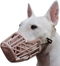 Load image into Gallery viewer, Dog Muzzle Basket Anti-Biting Anti-Barking Mouth Cover with Adjustable Straps Durable Plastic/ Leather Mask Dog Mouth Cover
