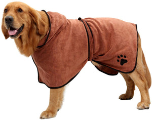 Microfiber Dog Drying Towel Robe with Hood/Belt, Dog Bathrobe Soft Super Absorbent for Large, Medium, Small Dog