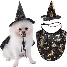 Load image into Gallery viewer, Dog Costume, Halloween Costumes for Small Dogs, Creative Dog Cape with Witch Hat, Halloween Pet Costume
