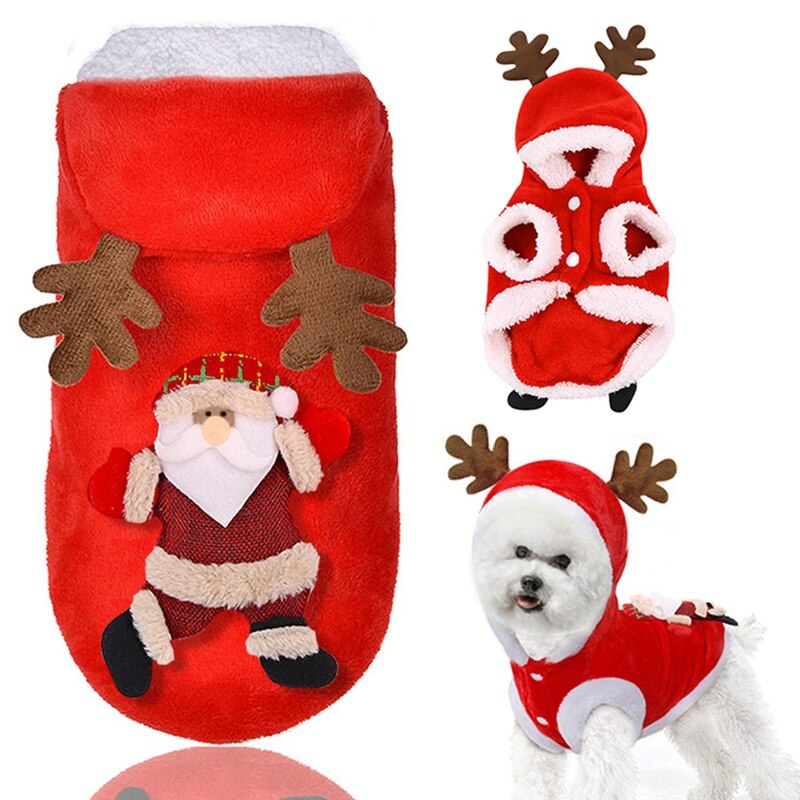 Dog Costume Christmas, Pet Dog Hoodie Coat Clothes, Reindeer Apparel, Winter Pet Clothing for Christmas Party Puppy Christmas Costume