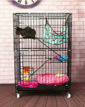 Load image into Gallery viewer, Wire Cat Cage: Spacious Foldable Metal Pet Crate Playpen with 3 Openings, 3 Platforms, 3 Ladders, 1 Bottom Tray, 4 Wheels
