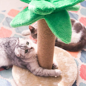 Small Cat Scratching Posts Kitty Coconut Tree-Cat Scratch Post for Cats and Kittens - Plush and Sisal Scratch Pole Cat Scratcher