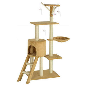 Cat Tree Condo Cat Tower Kitten Furniture Play House with Hanging  Catnip Toy Mouse