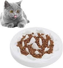 Slow Feeder cat Bowl Ceramic Fun Slow Feed Interactive Bloat Stop Puzzle for Healthy Eating Diet