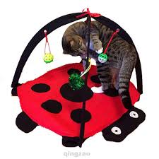 Cat Mobile Activity Play Mat Pet Padded Bed with Hanging Toys Bells Balls and Mice