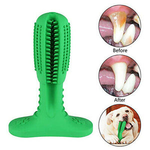 Dog Toothbrush, Rubber Stick Doggy Chew Toy, Puppy Dental Care Teeth Cleaning Massager for Small Medium Dogs