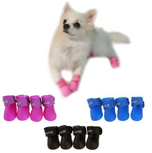 4PCS Pet Dog Rain Shoes Pet Anti-Slip Protection Rain Boot Waterproof Rubber Booties Shoes for Cat Dog